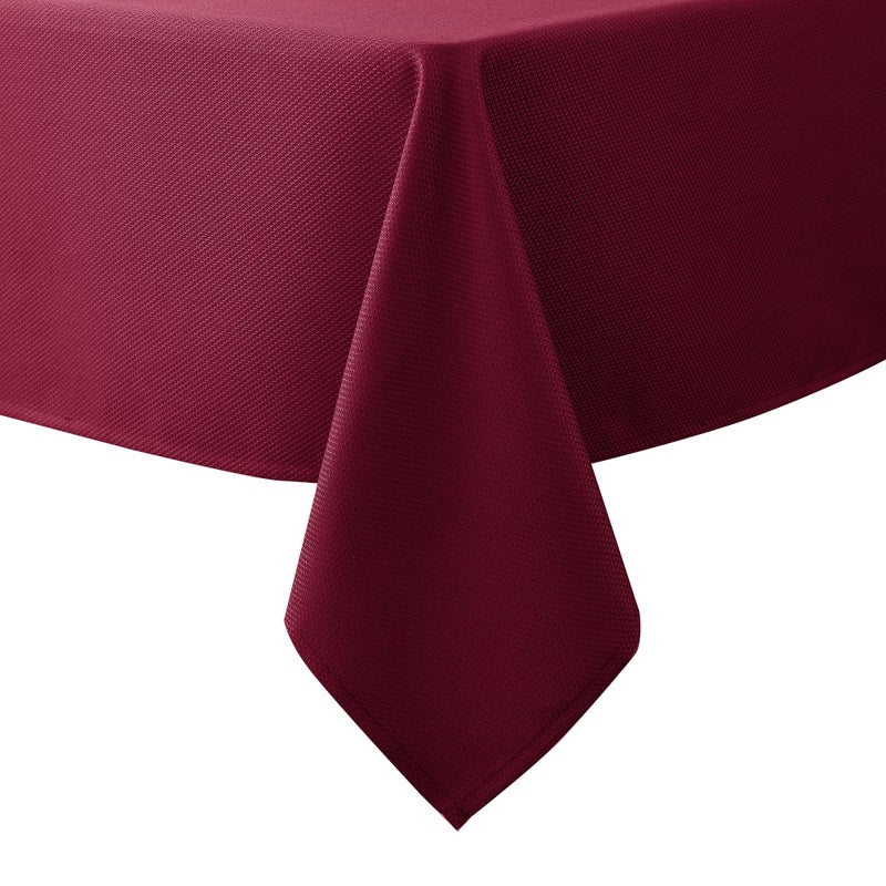 Biscaynebay Textured Fabric Christmas Rectangle Tablecloths 60x84 Inches, Burgundy Water Resistant Tablecloths for Dining, Kitchen, Wedding, Parties etc. Machine Washable - Image 1